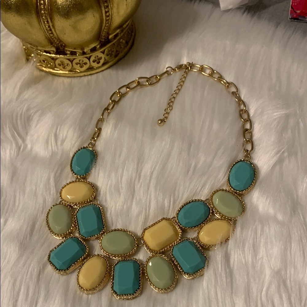 Elegant Gold and Turquoise Statement Necklace